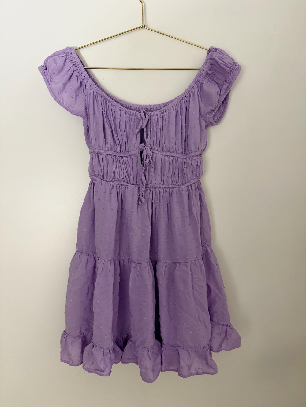 Aeropostale Lavender Polka Dot Babydoll Mini Dress